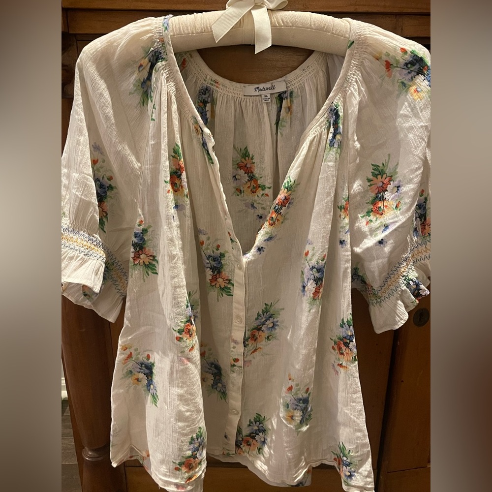 Madewell Gauzy Floral Top, Size XL